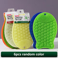 6pcs Colorful Fish Pattern Kitchen Dishcloths Non-Stick Bubble Dish Towels Household Cleaning Sponges for Home Oasis Select A