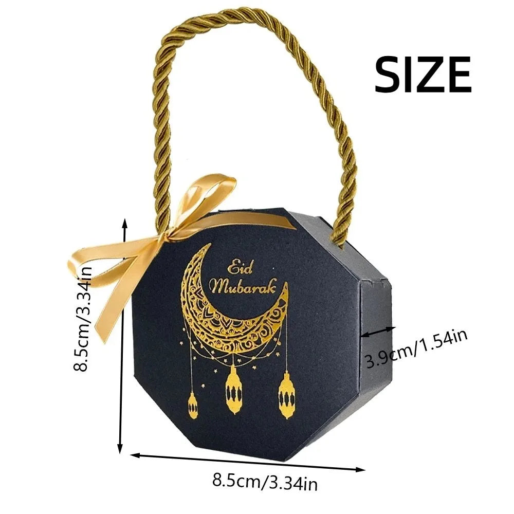 10-Pack Satin Ribbon Eid & Ramadan Gift Boxes – Gold Stamp