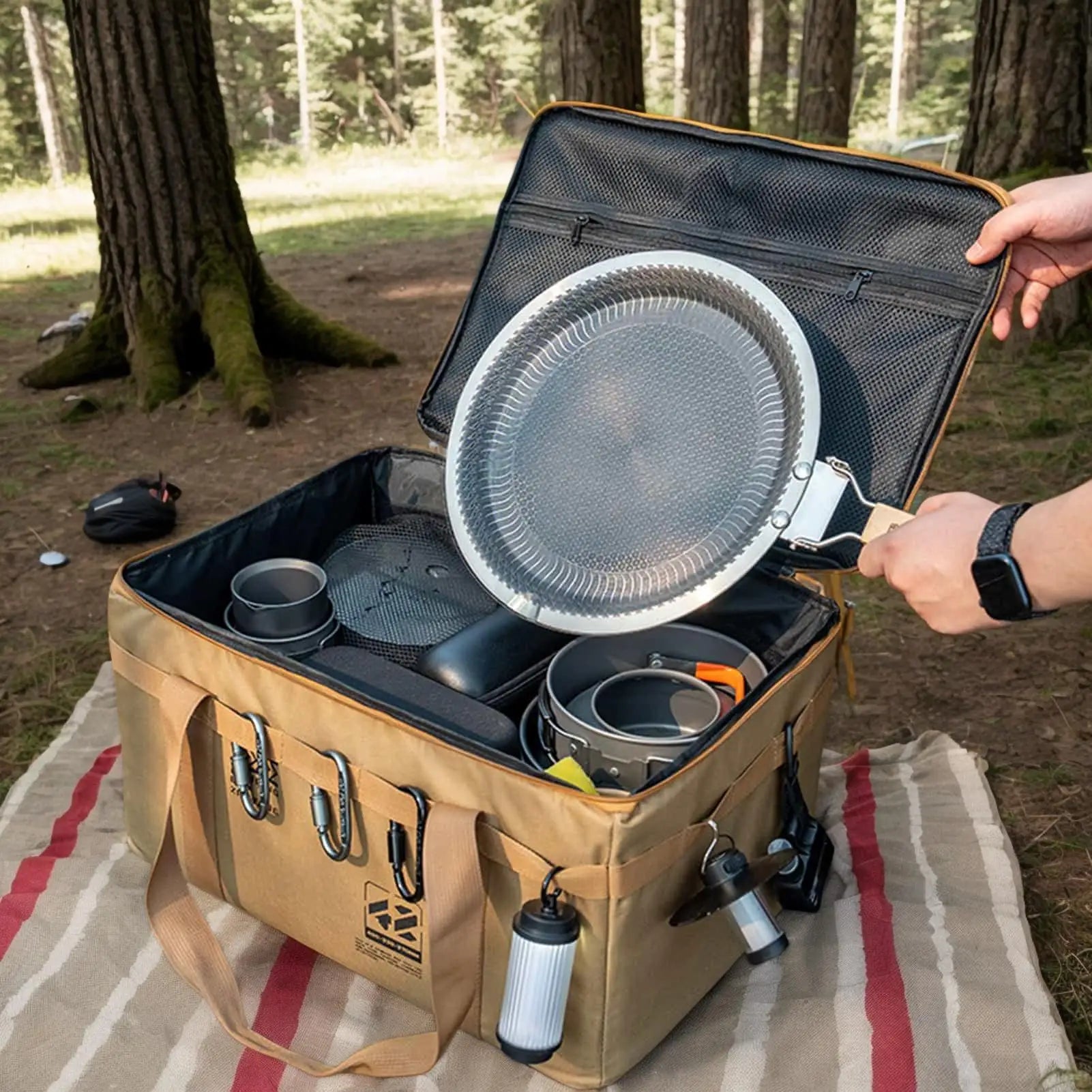 Camping Cooking Utensil Organizer 30L Large Capacity Car Trunk Storage Bag Detachable Multifunctional Camping Stove Storage Case Oasis Select