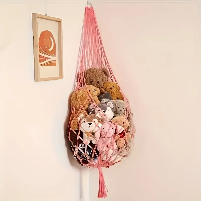 Large Capacity Plush Toy Hammock, Hanging Storage Net with Durable White Fabric for Stuffed Animal in Playroom Bedroom Decor Oasis Select