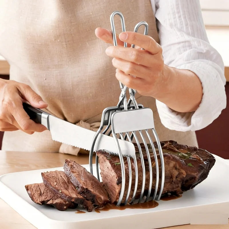 2026 New Stainless Steel Multi-function BBQ Clip Slicer Rustproof Portable Meat Ham Bread Cutter Kitchen Tool for Home Outdoor Oasis Select