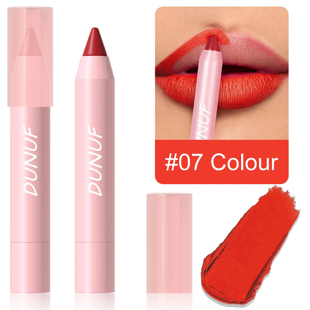 DUNUF 1 Pcs Matte Lip Liner Velvet Lip Gloss Waterproof Long-Lasting Easy to Color Music Festival Ready Lip Makeup for Lipstick Oasis Select 07 Full Size