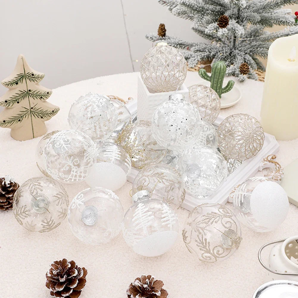 Elegant 9 PCS Transparent 8cm PET Christmas Ball Set Signed For Home Decor Christmas Trees Hanging Ornaments Oasis Select