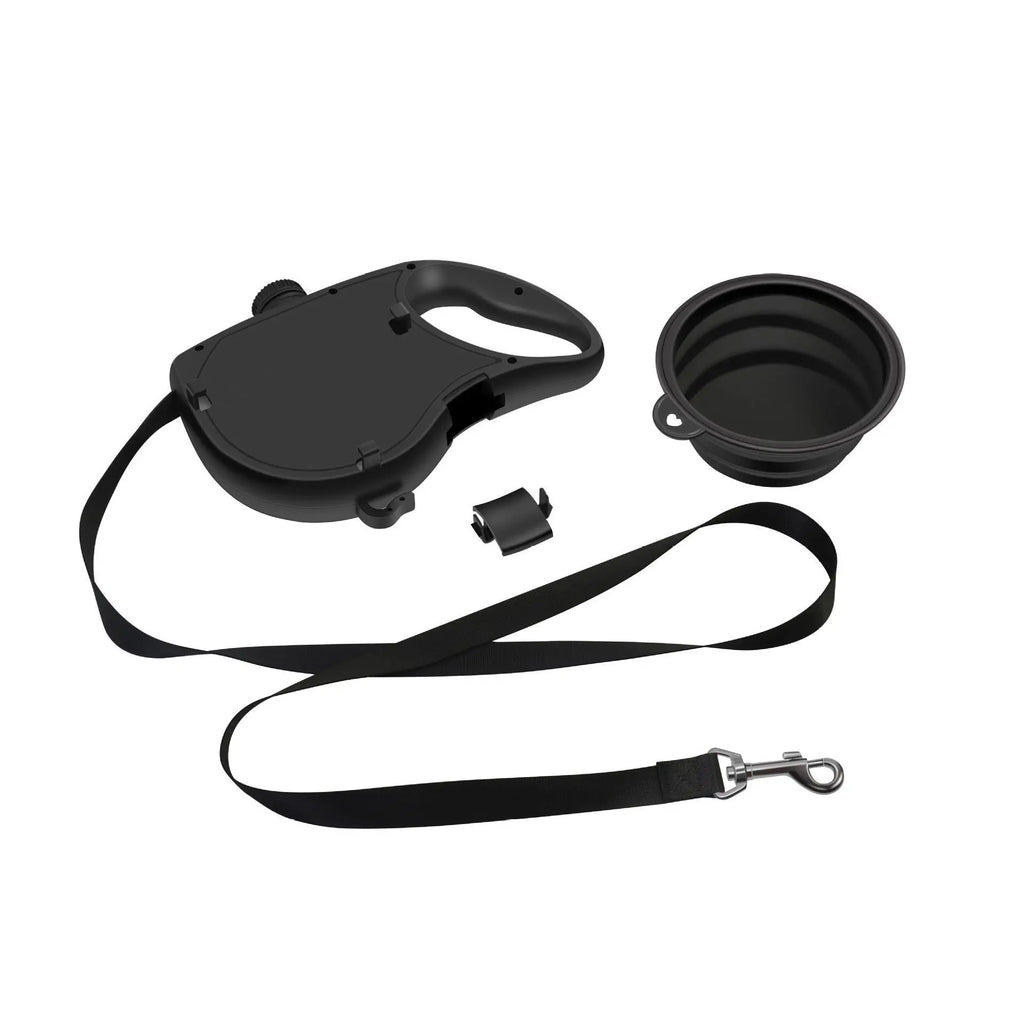3 In 1 Retractable Dog Leash With Water Bottle Bowl Portable Automatic Lead For Puppy Medium Pet Outdoor Walking Supplies Oasis Select Black