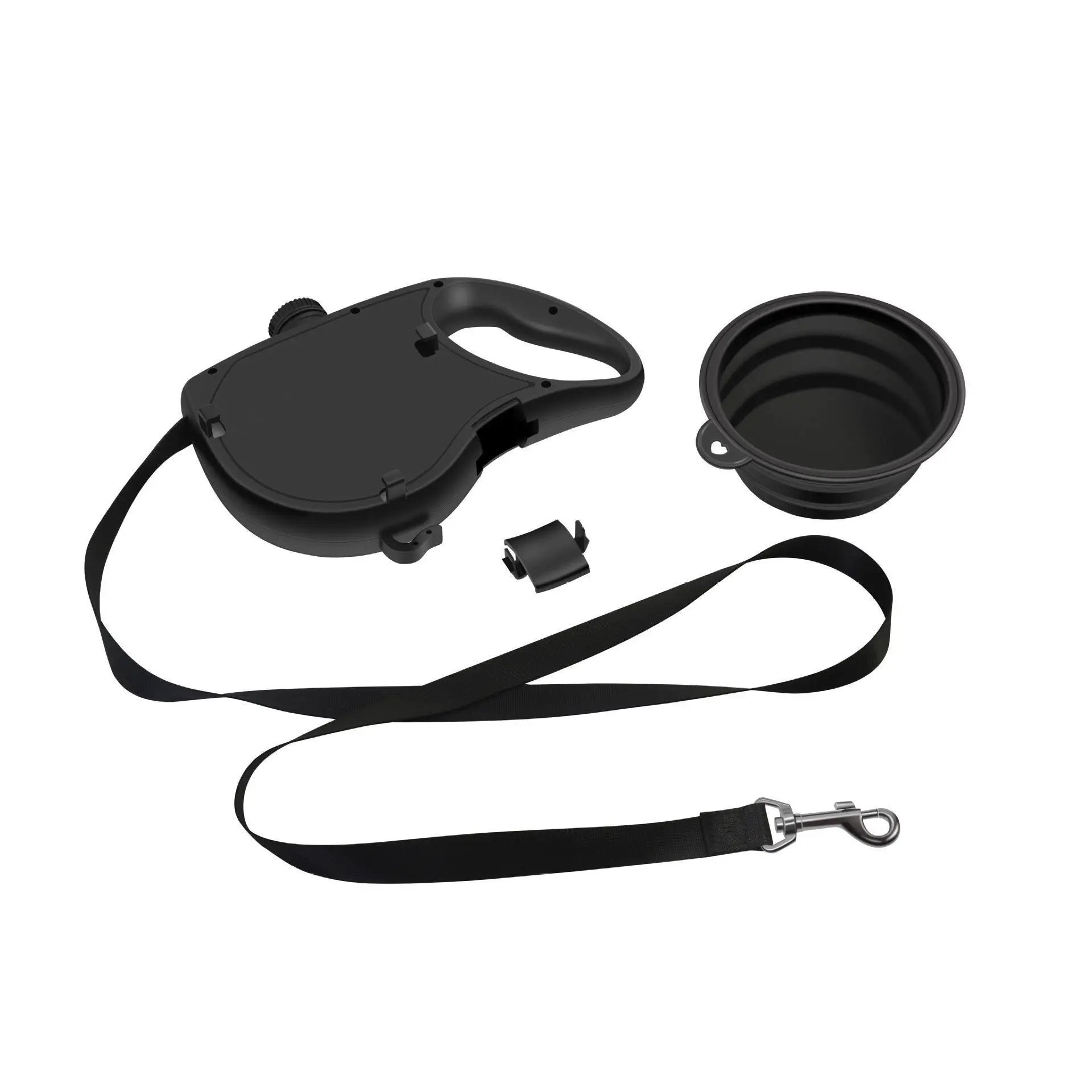 3 In 1 Retractable Dog Leash With Water Bottle Bowl Portable Automatic Lead For Puppy Medium Pet Outdoor Walking Supplies Oasis Select Black