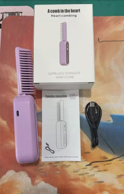 New portable foldinghairstraighteningcombwirelesscharging hair straightener does not damage haircurlingstraight foldingdual-use Oasis Select Purple