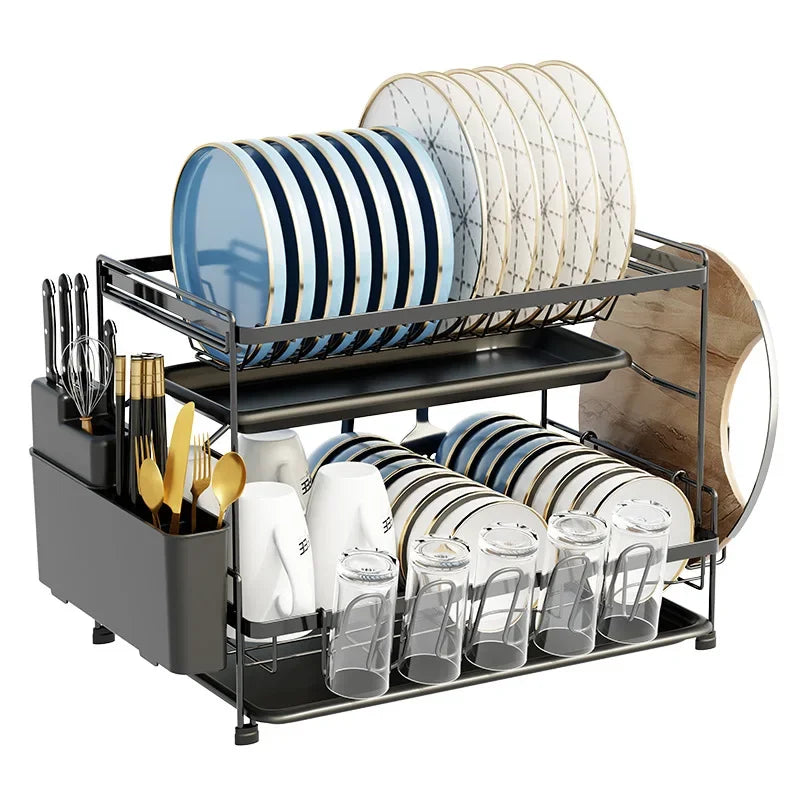 Kitchen Dish Shelf Countertop Cutlery Plate Drain Rack Basket Multifunctional Household Dish and Chopsticks Drain Storage Box Oasis Select