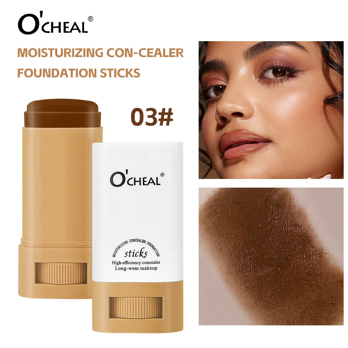 Waterproof Concealer Stick Lightweight Foundation Long Lasting Moisturizing Cover Blemishes Natural Finish Brightening Makeup Oasis Select 03