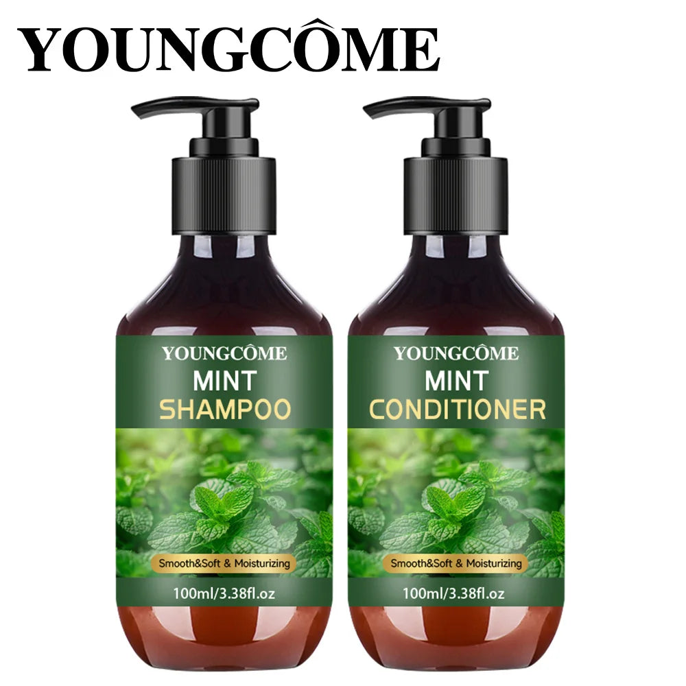 YOUNGCOME Peppermint Oil Shampoo & Conditioner Set 3.38 oz Shampoo & Conditioner Set Oasis Select 100ML