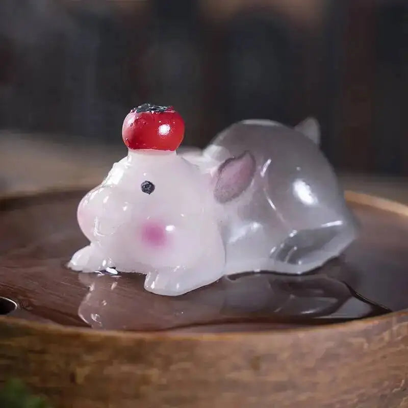 Color-changing Jade Rabbit Tea Pet Lucky Mini Gift Accessory Daily Tea play Compact Living Room Ornament Oasis Select