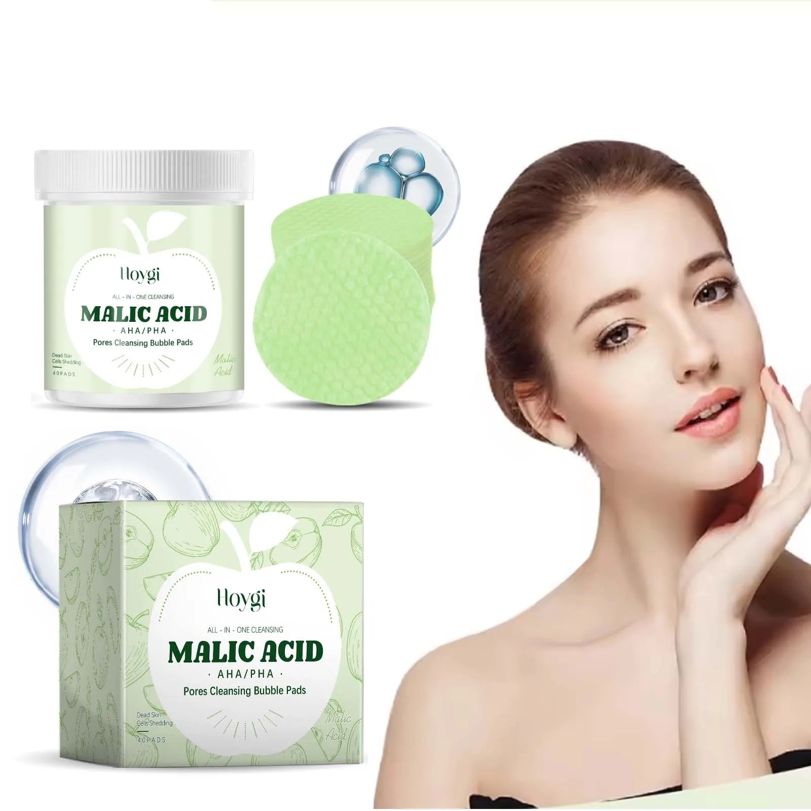 Hoygi Malic Acid Pore Cleansing Exfoliating Pads – 40 Pack Exfoliating Cleansing Pads Oasis Select