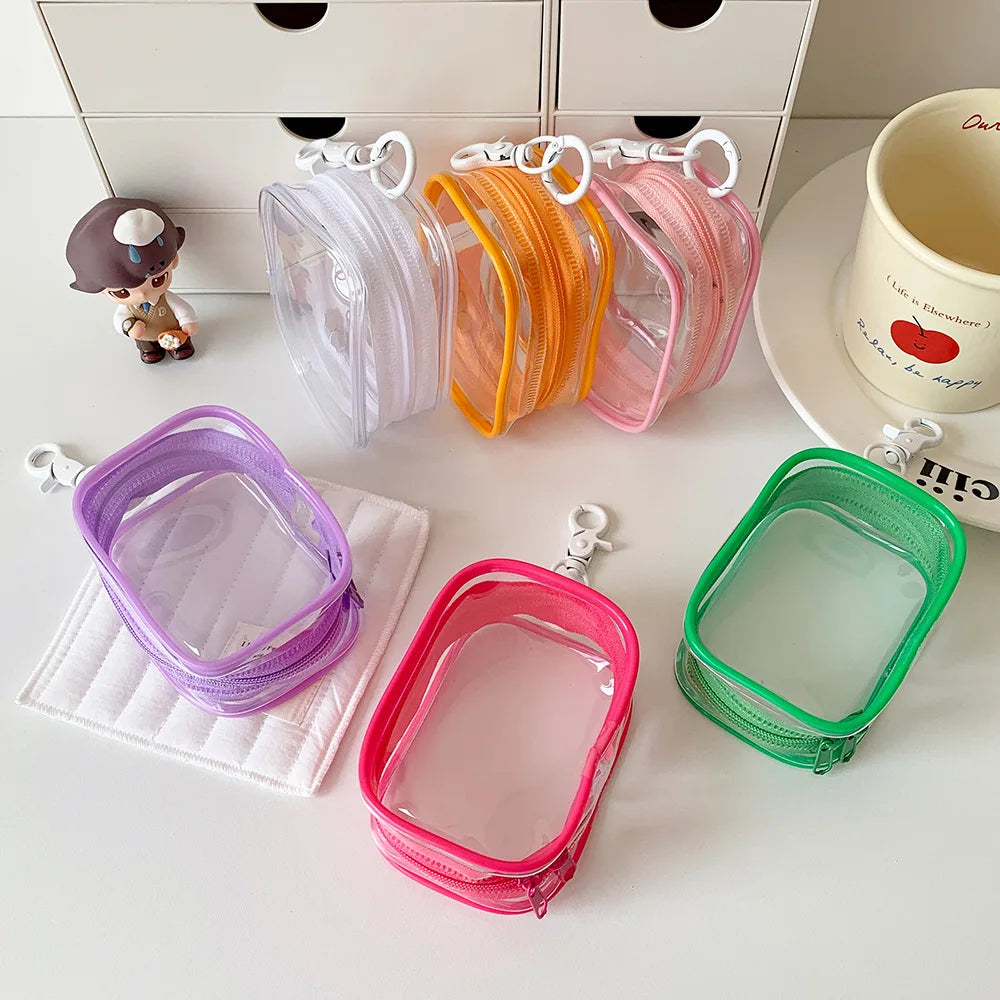 Transparent PVC Plush Dolls Storage Pouch Square Earphone Organizer Purse With Keychain Anime Cartoon Toy Display Protector Case Oasis Select