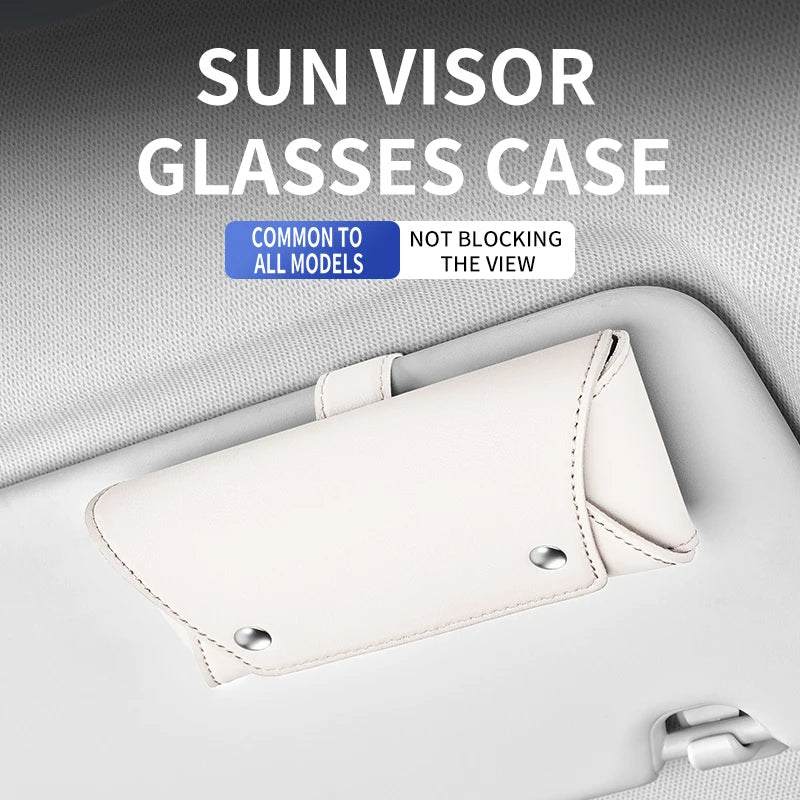 Car Sun Visor Magnetic Glasses Case | Faux Leather Organizer
