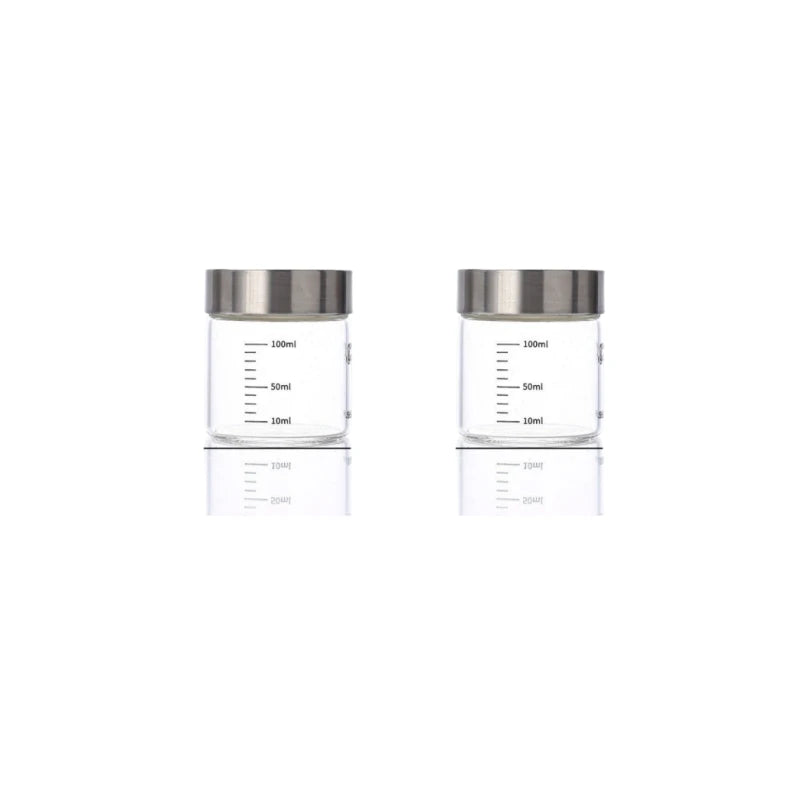 2Pcs 100-500ml Glass Storage Cup Portable Seal Thickening High Borosilicate Thermostability Liquid Storage Cup Scale Sealed Jar Oasis Select 100ml-2pcs