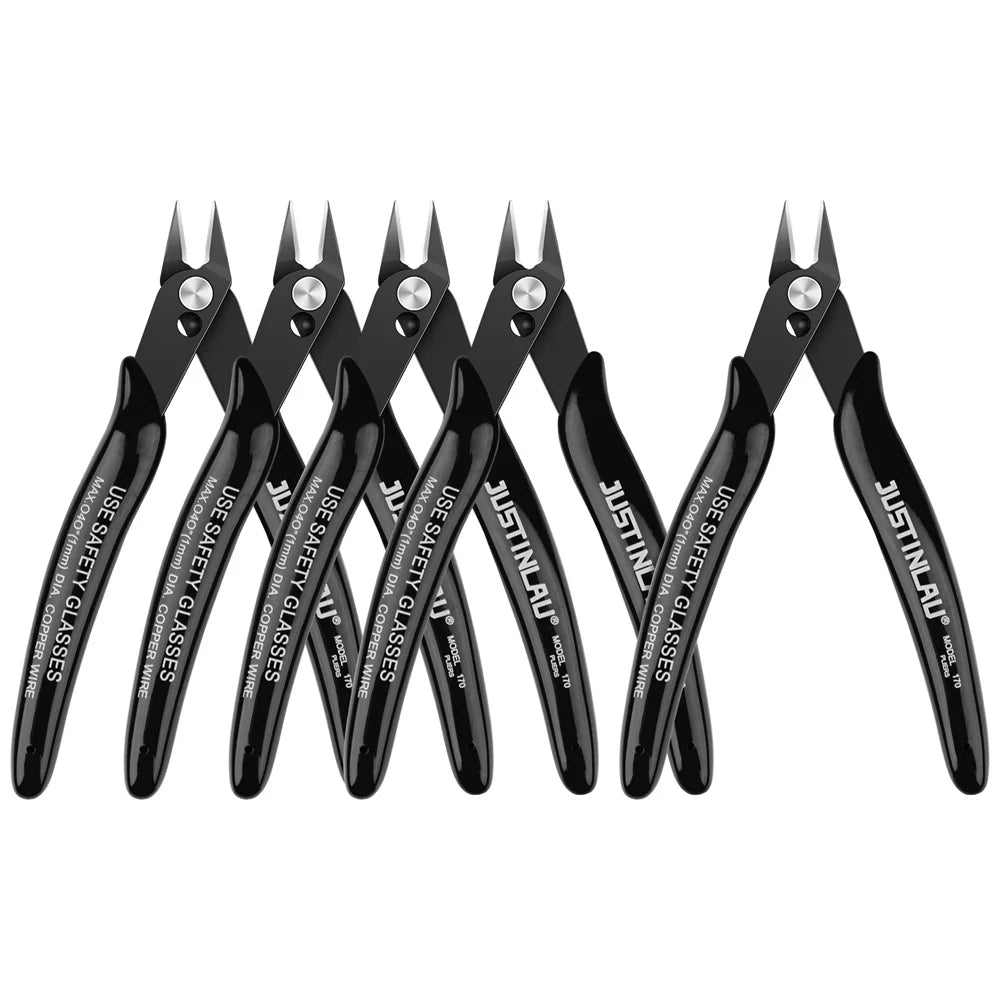 5Pcs 170 Wire Cutter DIY Trimmer Diagonal Side Cutting Cable Nippers Red Blue Pliers Hand Mini Snips Flush Nipper Trimmer Oasis Select black
