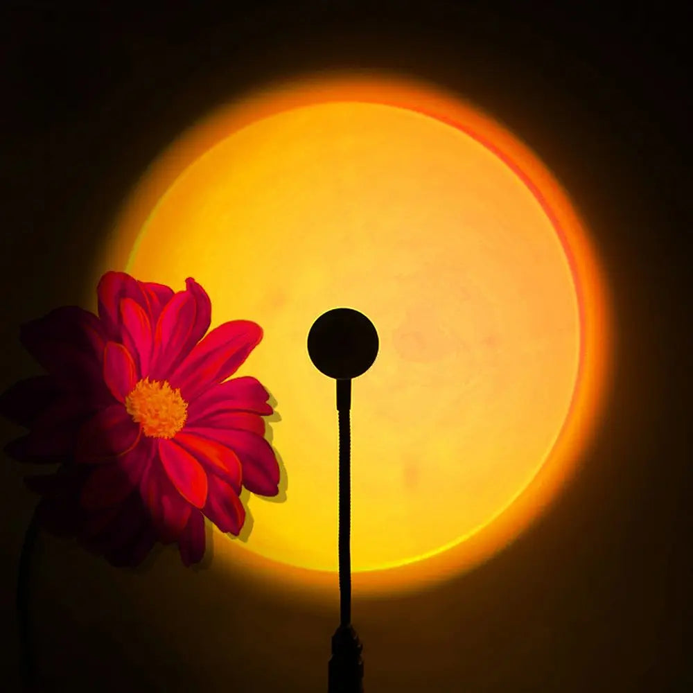 7 Colors Sunset Lamp USB Powered Rainbow Projector Lamp Bedroom Atmosphere Night Light 14 Modes Photography Background Lights Oasis Select Monochrome 1 Color
