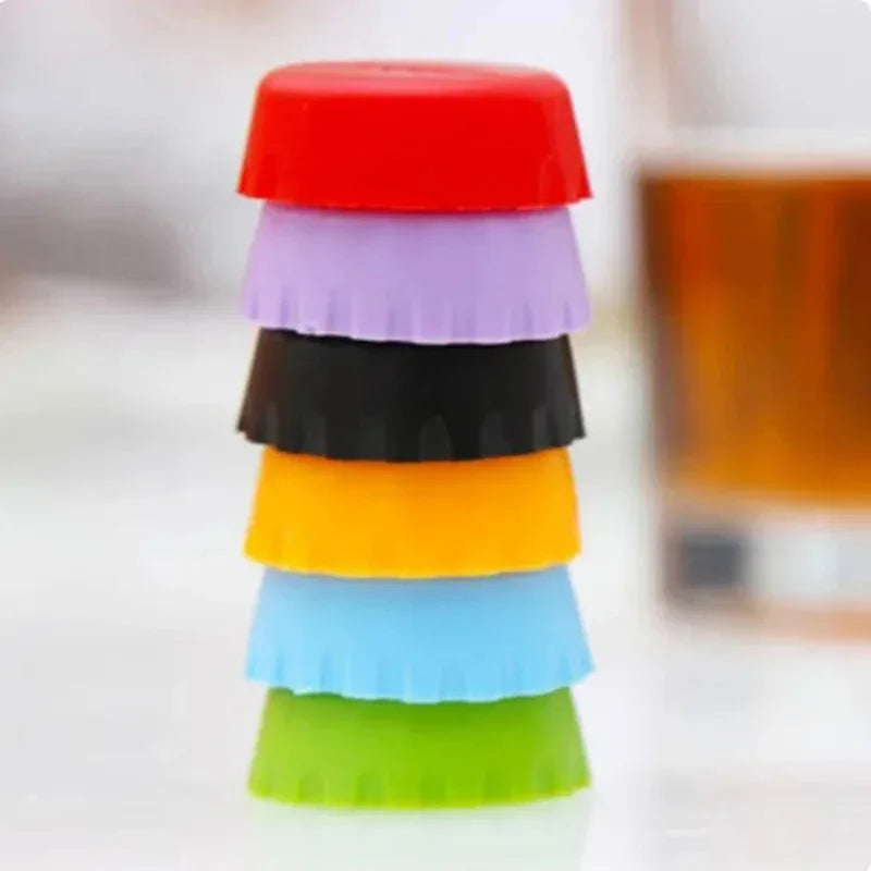 6/12/18/24/36pcs Candy Colors Reusable Silicone Beer Bottle Caps 6pcs Fresh - Keeping Soda Beer Sealing Bar Utensils Oasis Select