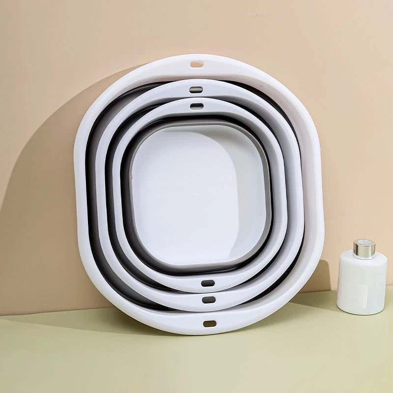 Plastic Folding Basins Portable Wash Basins Folding Laundry Tub Adult Baby Bath Basin Bathroom Kitchen Accessories Wash Basin Oasis Select Grey 3pcs set