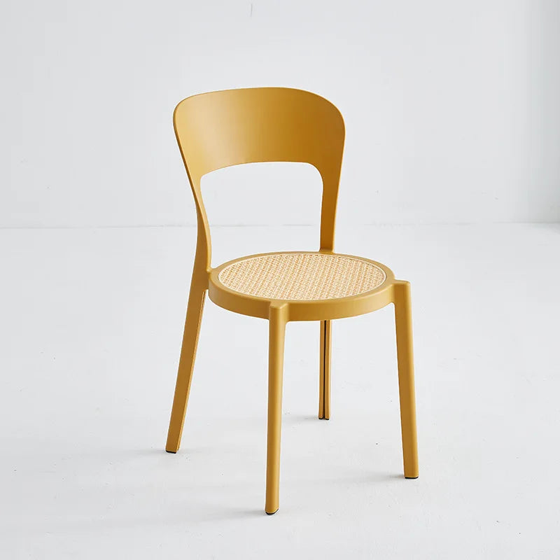 Nordic plastic chair simple dining chair home creative adult back chair modern Internet celebrity stackable desk chair Oasis Select Turmeric 2 pieces