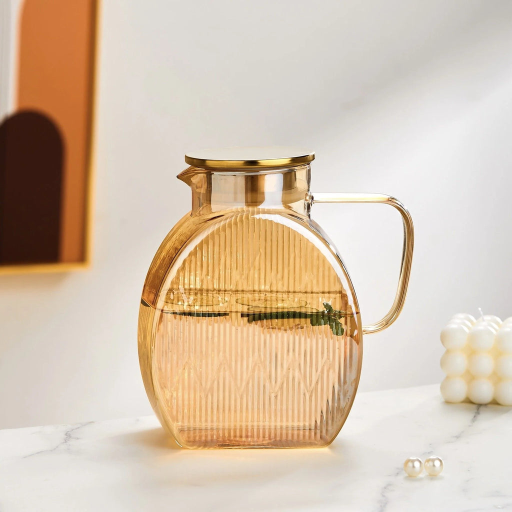 Snail Glass Pitcher 2.5L 84oz Large Iced Tea Pitcher with Handle Lids for Fridge Door Water Jug Sun Tea Bottles Cold Water Cups Oasis Select A