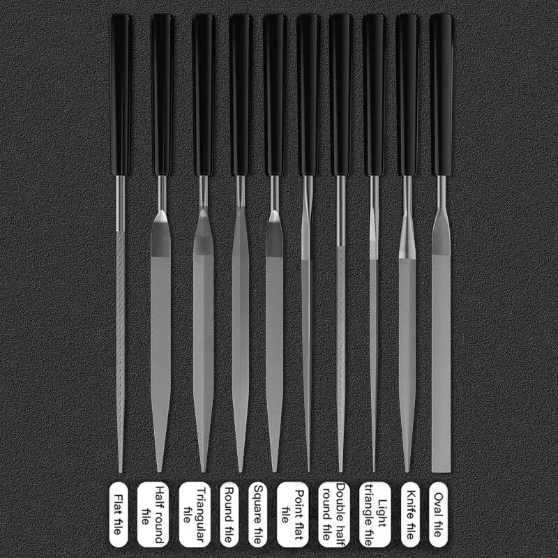10pcs/set Metal Needle File Set Wood Rasp Metal Polishing Hand FileTools Steel Rasp Needl Filing For Metal Glass Stone Wood Oasis Select