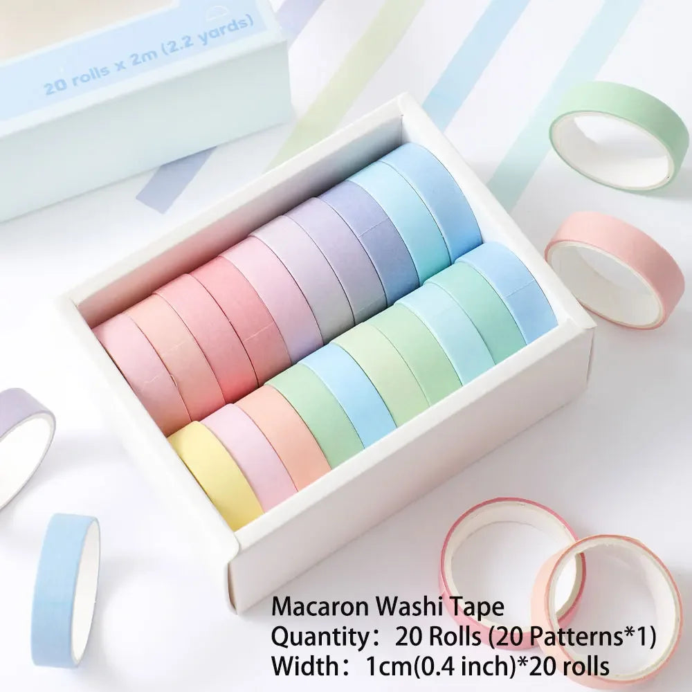20 rolls Washi Tape Set Simple Thin Masking Tape For DIY Arts Crafts Gift Wrapping Journaling Scrapbooking Labeling Coding Deco Oasis Select Blue