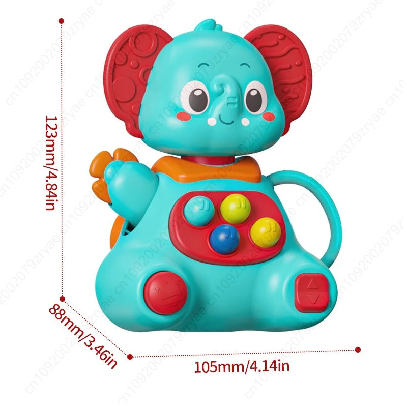 Baby Rattle Toy with Elephant Shapes - Sensory Development Toy for Infants & Toddlers, Mixed Colors - Hand-Eye Coordination, Oasis Select blue rattle