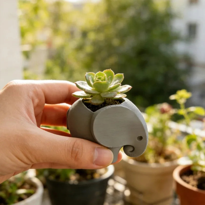 Cute Elephant Shaped Plant Pot Mini Planter For Air Plant Desktop Greenery Display Minimalist Window Sill Decor Accessory Gift Oasis Select