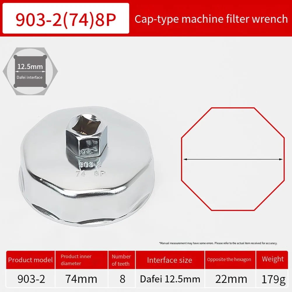 64mm-89mm End Cap Machine Filter Removal Tool 1/2inch Square Drive Oil Filter Remove Tool Machine Filter Hand Tool Oasis Select 74mm 8P