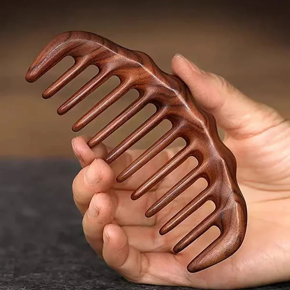 Natural Sandalwood Comb Wide Tooth Anti-Static Scalp Massager for Women/Men Wooden Detangle Comb Hair Care Gift Oasis Select
