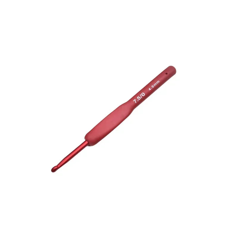 Aluminum Tulip Red Crochet Hook Frosted Handle TPR Silicone Crochet Sweater Knitting Hooks DIY Handmade Crafts Sewing Tools Oasis Select 06-4.5mm