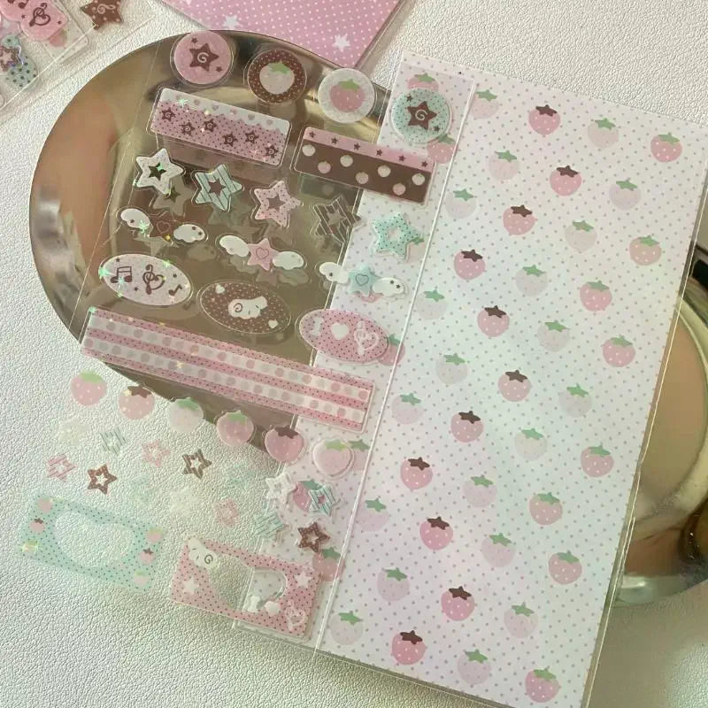 Musical Note & Strawberry Glitter Stickers | Cute DIY Decoration