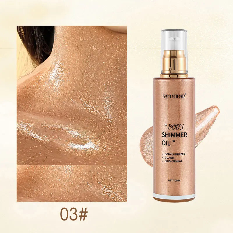SAM SUGAR Pearl Rose Gold Shimmer Body Oil & Face Highlighter