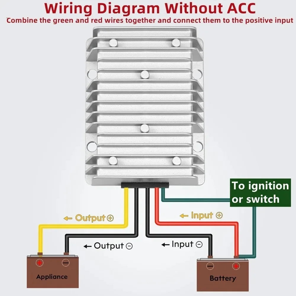 Acc-Control 30A DC 24V-36V to 12V Step Down Converter Golf Cart Voltage Reducer Regulator Buck Transformer Waterproof with Fuse Oasis Select
