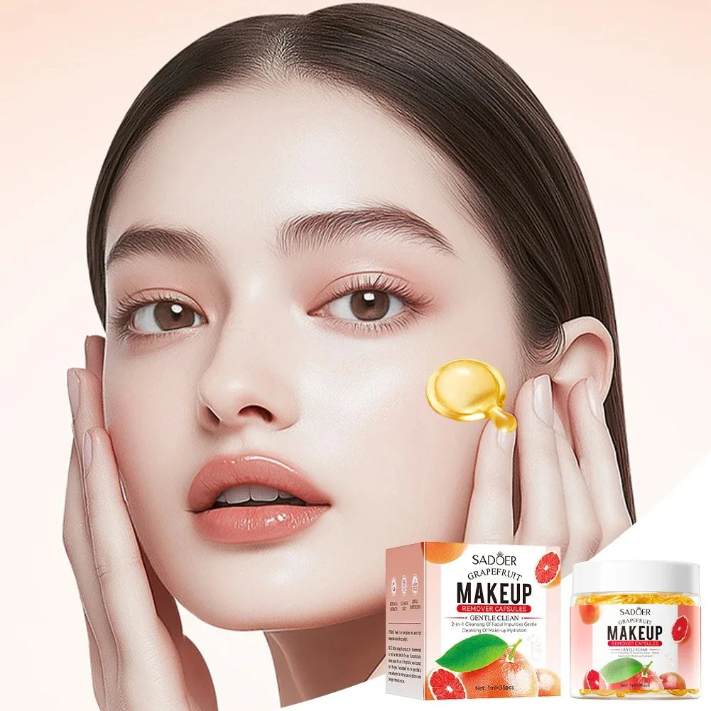 Sadoer Grapefruit Makeup Remover Oil Capsules – 35 x 1ml Makeup Remover Oil Oasis Select Default Title