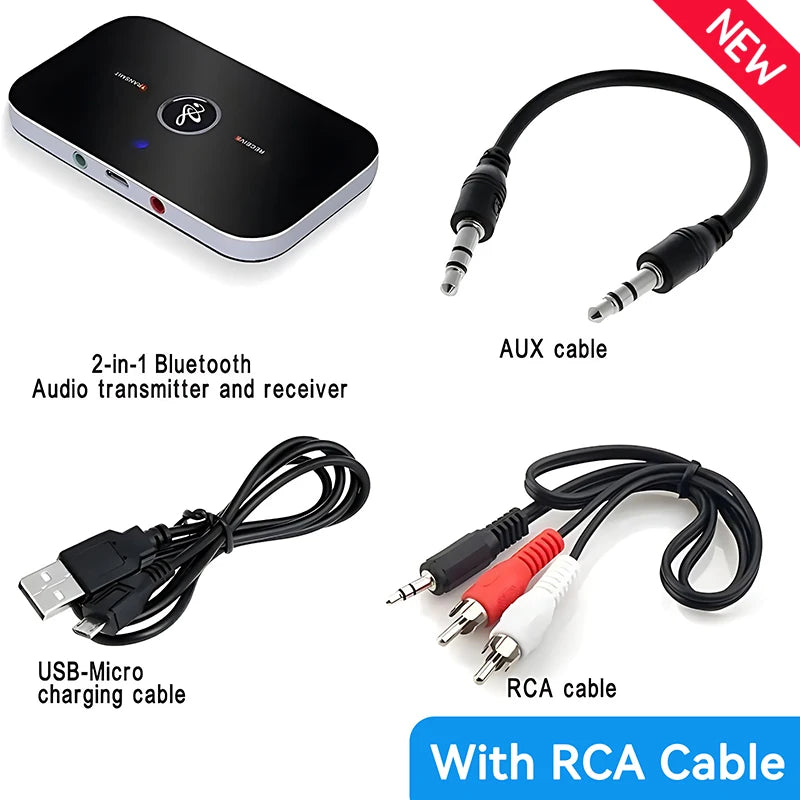 Upgraded Bluetooth 5.3 Audio Transmitter Receiver RCA 3.5mm AUX Jack USB Dongle Music Wireless Adapter For Car PC TV Headphones Oasis Select With RCA Cable