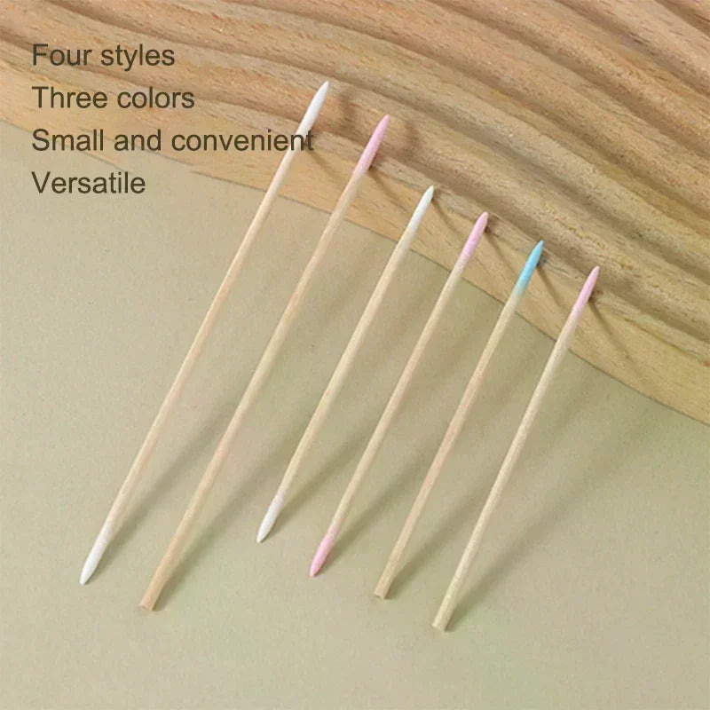 100pcs Micro Wood Cotton Swab Eyelash Extension Tools Tatoo Microblading Cleaning Wooden Sticks Cosmetic Cotton Brush Buds Tip Oasis Select