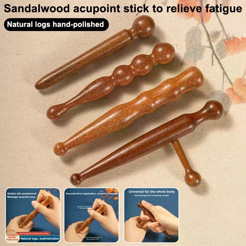 Wood Massage Stick Tool Natural Sandalwood Massager Acupoint Reflexology Tools For Full Body Relaxing Deep Tissue Foot Massage Oasis Select