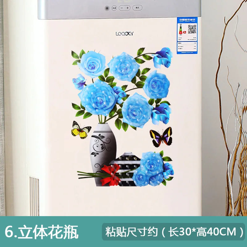 3D Simulation Vase Bedroom Room Wall Three-Dimensional Gilding Decorative Wall Stickers Oasis Select 06 style 30x40cm