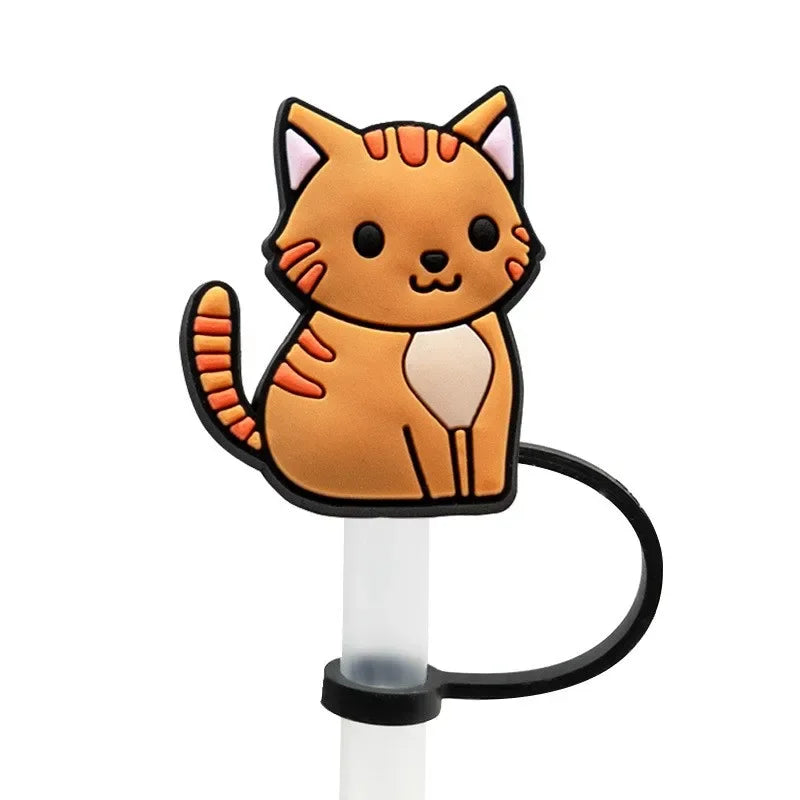 1PCS Straw Cover Cap Black White Cat ,8mm Silicone Straw Cap Accessories for Tumbler Cup,Creative Dustproof Straw Plug Charm Oasis Select 5