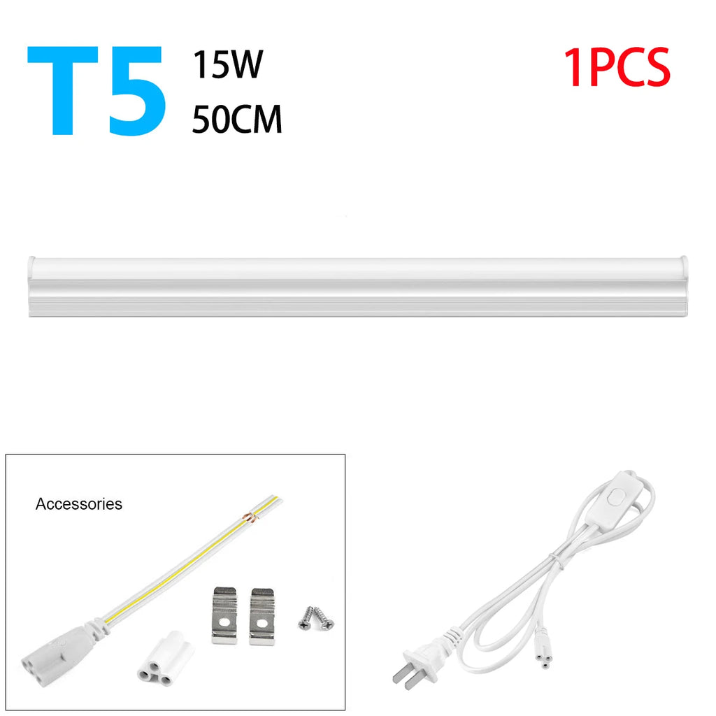 High Efficiency Saves 50% Energy T5 LED Tube 5W 50cm 2835SMD Chip,Replacement for Fluorescent Tubes Bulb,85-265V Home Lighting Oasis Select 1XTube With US Plug Warm White