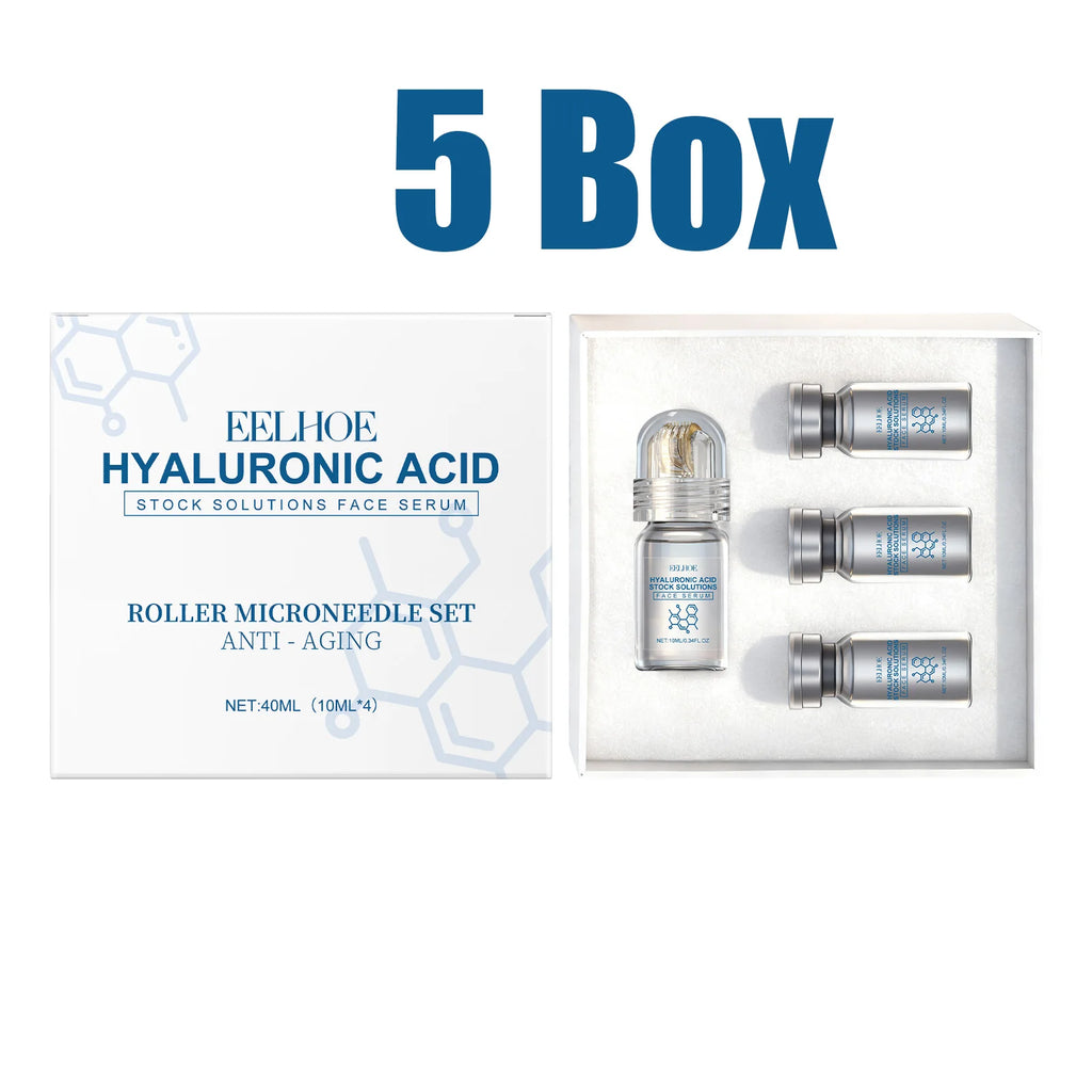 Hyaluronic Acid Stock Solutions Face Serum with Roller Microneedle Set Moisturizing Anti-Wrinkle Facial Serum Smoothing Refresh Oasis Select 5 Boxed