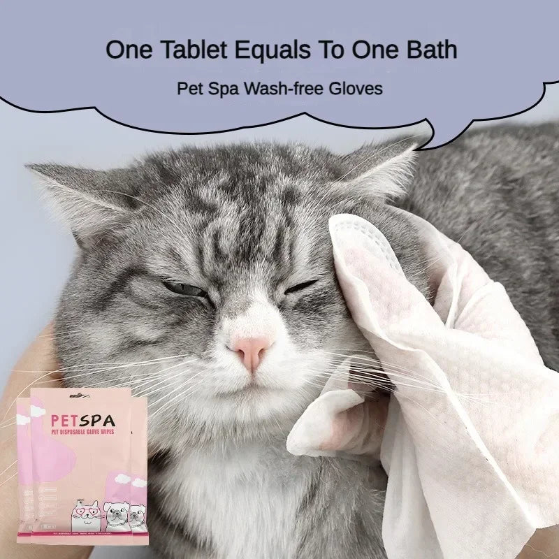 6pcs Pet Disposable Gloves Cat Dog Wipes No Rinse Washing Gloves Grooming Pet Cat Dog Ear Eye Cleaning Deodorizing Gloves Wipes Oasis Select