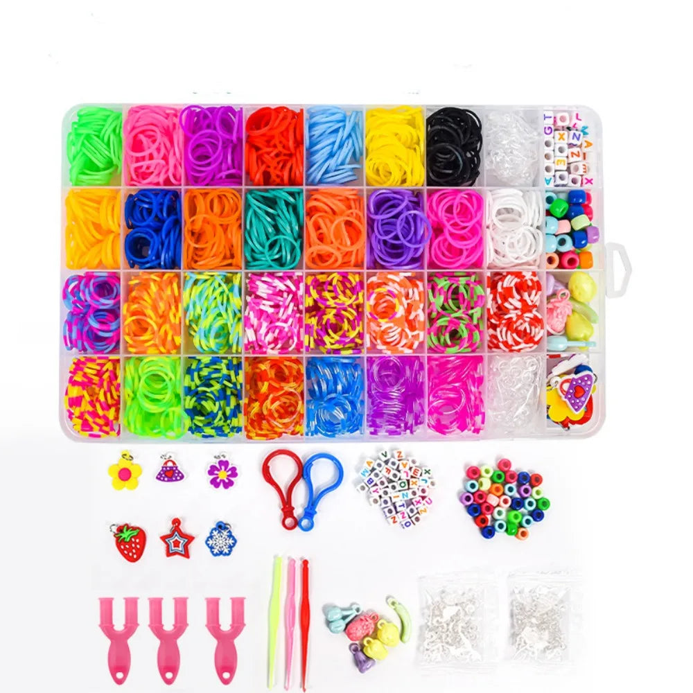 1Set Elastic Rubber Band Refill Loom Bracelet Kit Organizer for DIY Knitting Friendship Craft Girl Kid Creativity Birthday Gift Oasis Select 2
