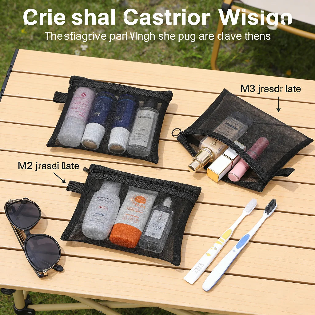 Mesh Cosmetic Bag Set – Travel Makeup & Toiletry Organizer