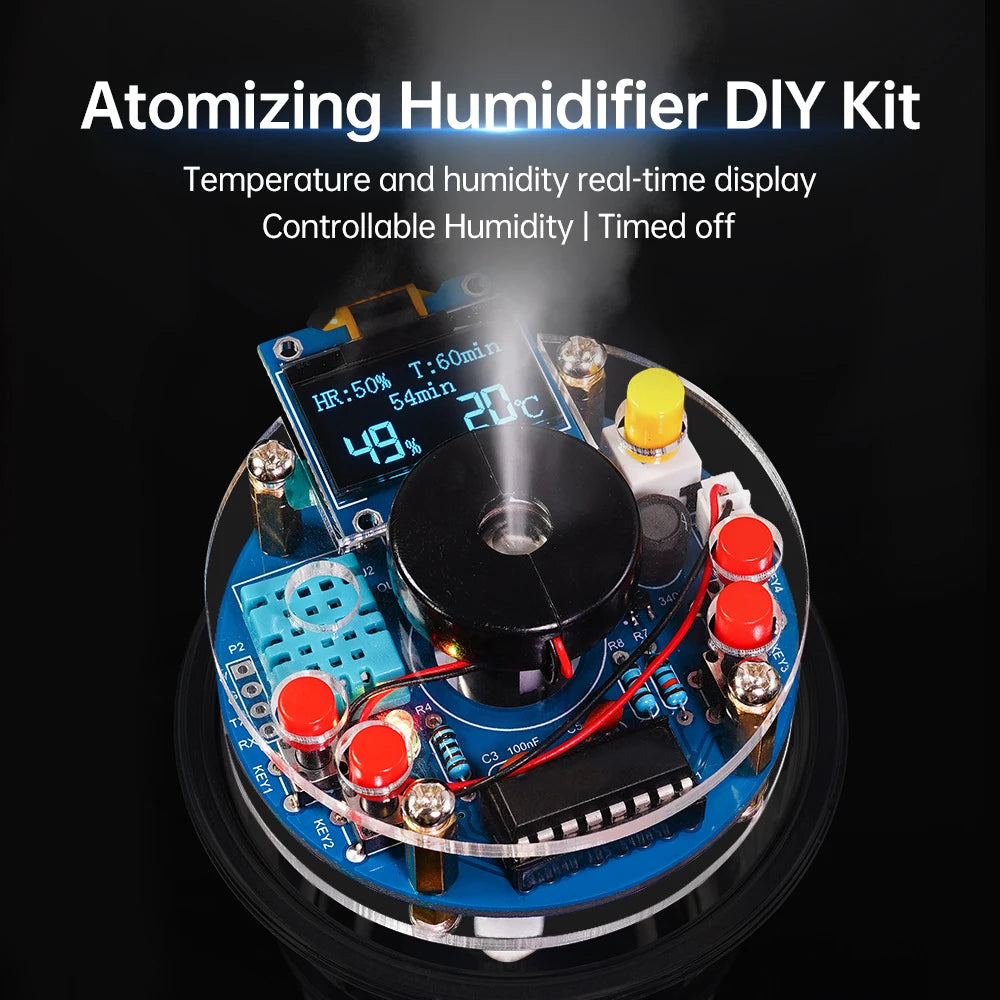 OLED Display Temperature And Humidity Spray Circuit Board USB Atomizing Electronic Diy Kit Manufacturing Welding Practice Parts Oasis Select