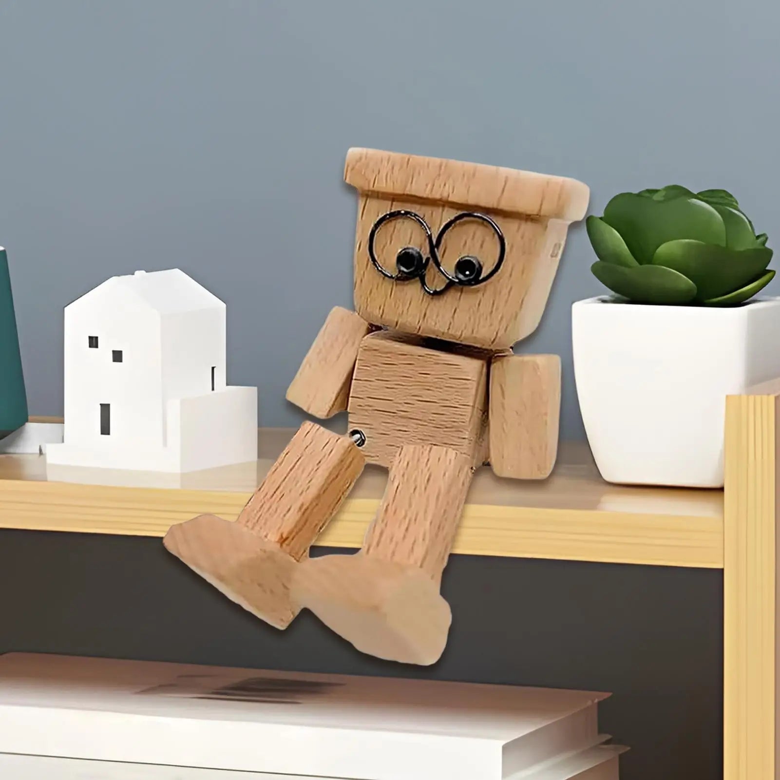 Shaking Feet Wooden Doll Car Dashboard Decoration Car Accessories Sculpture Decor for Sedan Truck SUV RV Living Room Home Oasis Select