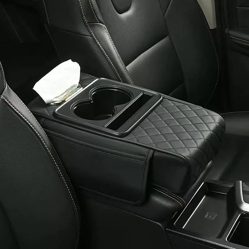 Car Armrest Storage Box, Car Center Console Organizer, Armrest Heightening Cushion With Cup Holder Armrest Storage Organizer Box Oasis Select 1 Black