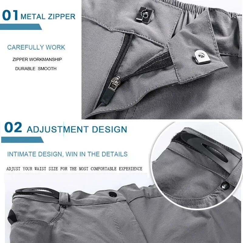 X-TIGER Men's Mountain Bike Shorts Loose Fit MTB Motorcycle Riding Shorts Multi-Pocket Outdoor Waterproof Hiking Cargo Shorts Oasis Select