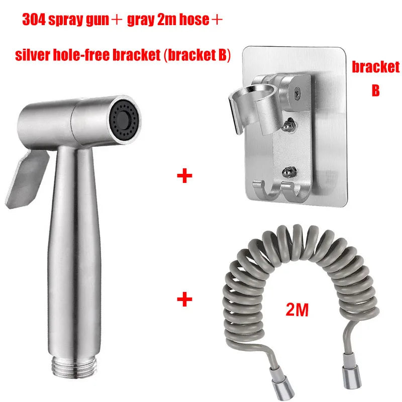 Portable Bidet Toilet Sprayer Stainless Steel Hand Held Spray Toilet Shower Wc Dual Control Angle Valve Bathroom Accessories Oasis Select Package D 3 in 1 G1/2